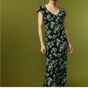 REFORMATION Lisola Green Floral Dress L